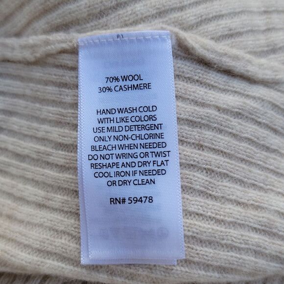 Cynthia Rowley wool cashmere open ribbed cardigan shawl color cream classic sz M - Picture 7 of 11